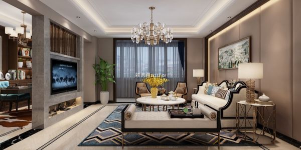华港豪庭新中式风格140㎡设计方案