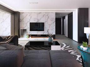 现代客厅设计 瓷砖电视墙效果图