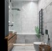 现代简约风格卫生间砖砌浴缸装修效果图