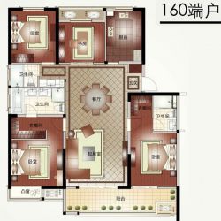 E户型 4室2厅3卫 建筑面积：约160平米