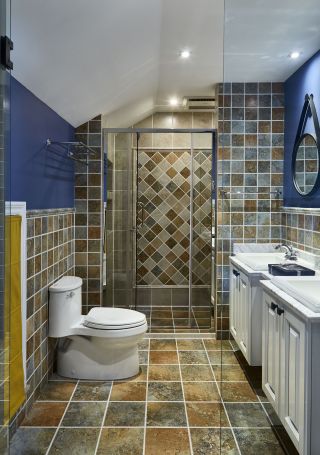 混搭风格房子卫生间瓷砖装修效果图片