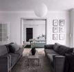 北欧风格样板间客厅灰色沙发装修设计图