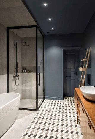 北欧风格样板间卫生间淋浴房装修设计