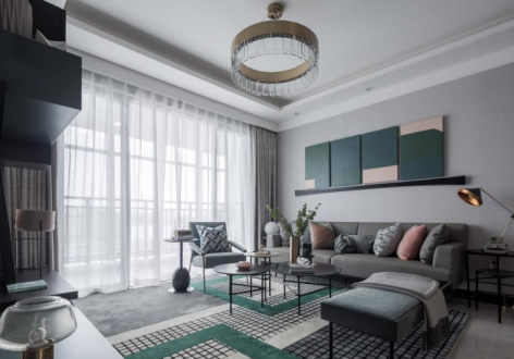 金龙滨河湾壹号现代风格138平米三居室装修效果图案例