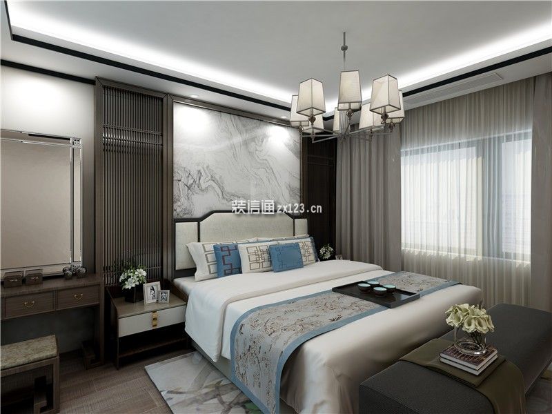 将府锦苑新中式风格100平米二居室装修案例