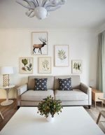 100平米房屋客厅沙发背景墙挂画装饰图片
