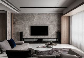 家庭客厅瓷砖电视墙装修设计效果图