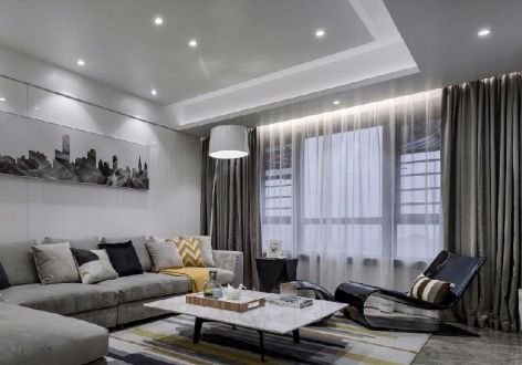 中昂·祥云府现代风格86平米二居室装修效果图案例
