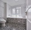 现代北欧风格卫生间砖砌浴缸装修设计图