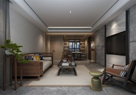兴港花园新中式风格130平米三居室装修案例