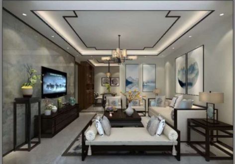 西城晶华新中式风格126平米三居室装修案例