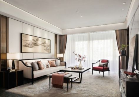凤凰名都新中式风格132平米三居室装修案例