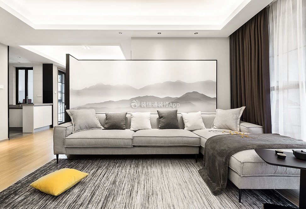 150平米新中式客厅转角沙发装修效果图