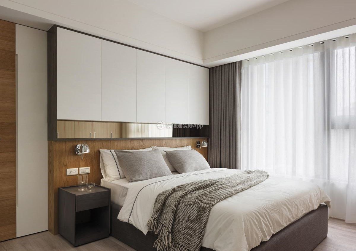 140平方现代风格卧室床头壁柜装修效果图