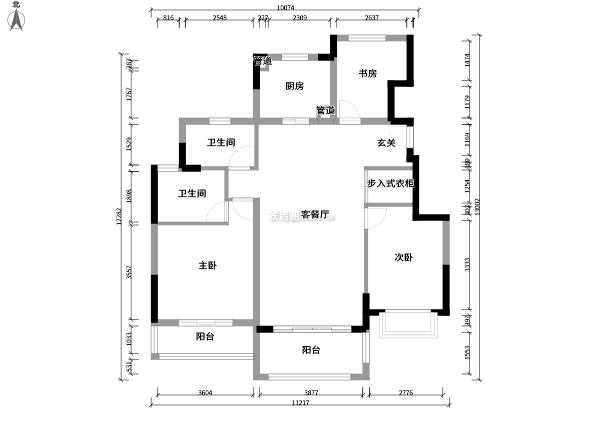 滴水湖馨苑悦湾117平三居室现代简约装修案例