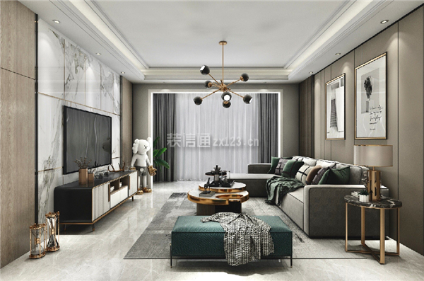 客厅吊顶现代风格装修效果图 客厅地毯与沙发搭配图片