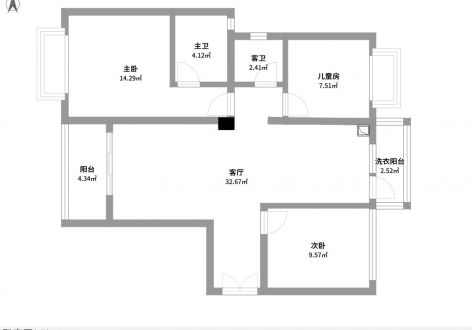 汇景园三居99平北欧风格装修案例