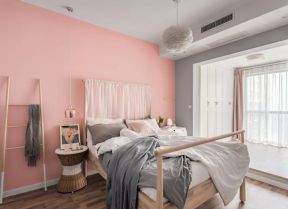 卧室粉色壁纸装修效果图 卧室背景墙颜色 时尚卧室装修效果图片