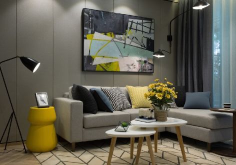 名城紫金轩北欧风格80平米二居室装修效果图案例