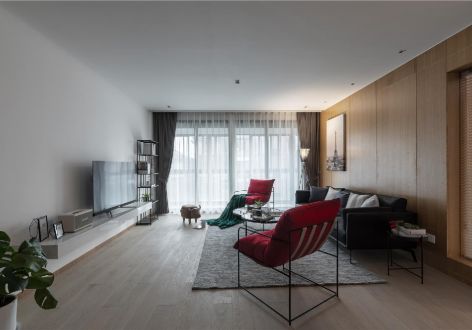 德杰·岭秀山现代风格140平米三居室装修效果图案例