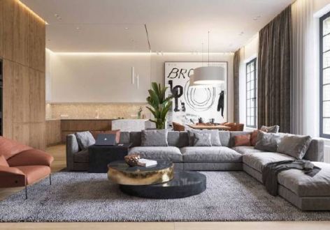 城发泰颐新城现代风格98平米二居室装修效果图案例