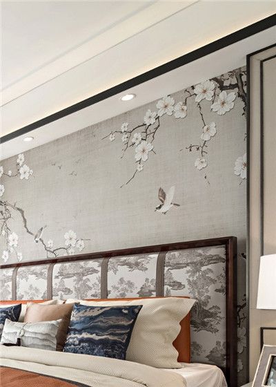 中式风格卧室背景墙画