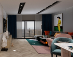 香橙现代风格130平米三居室装修效果图案例