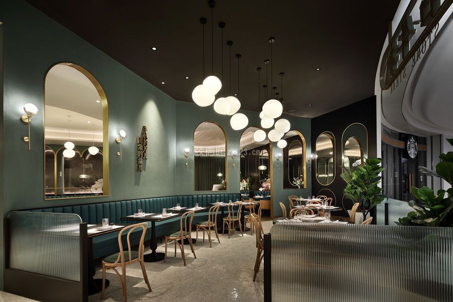 深圳西餐厅设计轻奢风格310平米装修效果图案例