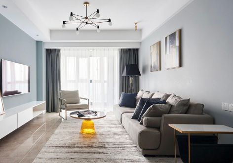 五彩城市奥莱现代风格101平米三居室装修效果图案例