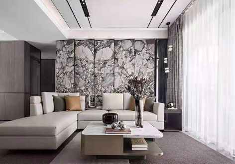 碧桂园·原树缇香轻奢风格123平米三居室装修效果图案例