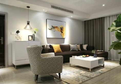 中铁逸都国际112平三居室现代简约风格装修案例