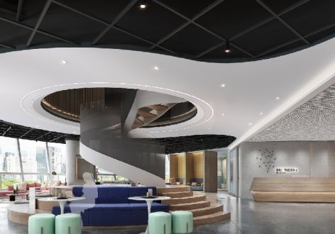 设计公司办公室现代风格1200平米装修效果图案例