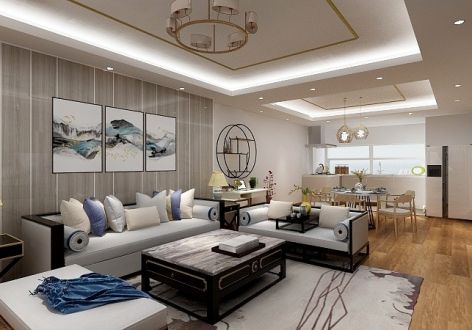 仙湖130平米三居室新中式风格装修案例
