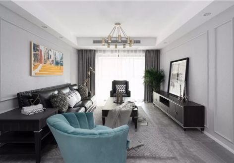 泰悦豪庭美式风格127平米三居室装修案例