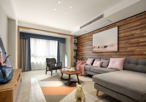 海湘华府北欧风格130平米四居室装修效果图案例
