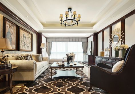 保利建业香槟国际英式风格142平米三室两厅装修案例