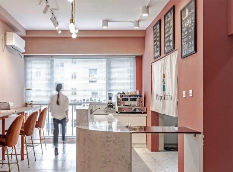美甲咖啡店现代风格80平米装修效果图案例