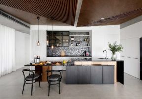 大平层房子开放式厨房餐厅装修效果图