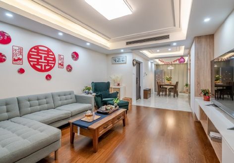 东骏湖景湾130平三居室现代简约风格装修案例