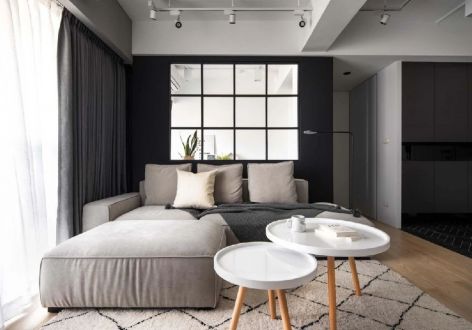 君悦湾现代风格89平米二居室装修效果图案例