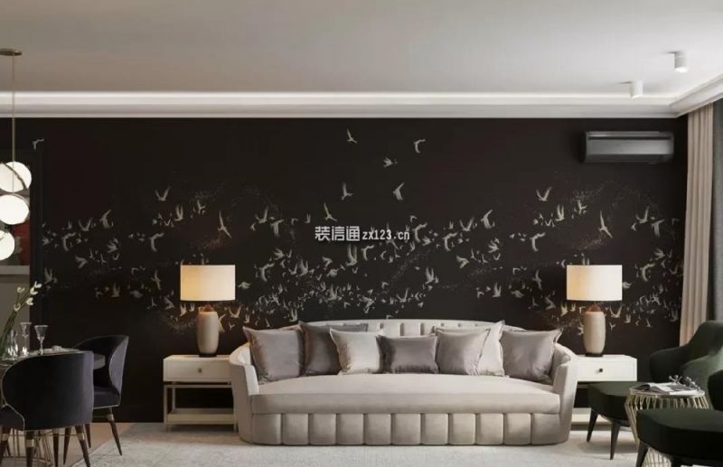 首钢·贵州之光美式风格113平米三居室装修效果图案例