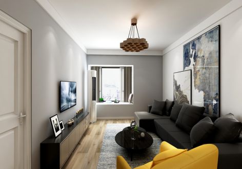 新裕家园现代风格95平米二居室装修案例