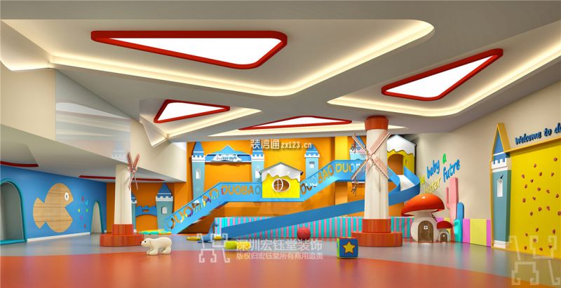 郑州多宝早教中心现代规划3000平米装修案例