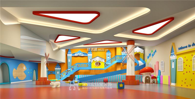 郑州多宝早教中心现代规划3000平米装修案例