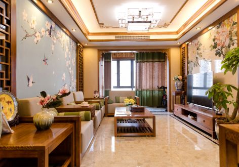 江上公馆108平米新中式风格三居室装修案例