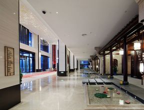新中式酒店装修实景 酒店大厅装修效果图 酒店大厅效果图