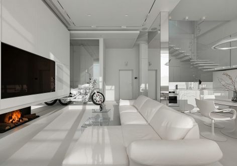 鑫隆达金色家园89平米白色极简风复式装修案例