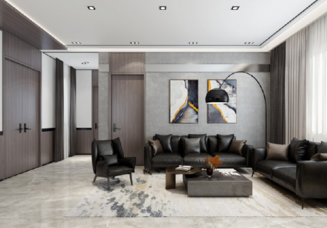 天汇城三期现代风格91平米二居室装修效果图案例