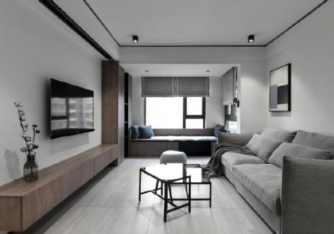 龙湖春江天镜简约风格90平米三居室装修效果图案例