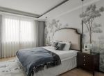 新中式风格卧室床头壁纸装修效果图